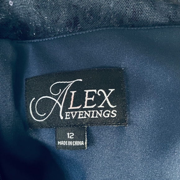 Alex Evenings Long Empire Waist Dress Soutache Bodice Cascade Ruffle Skirt 10 - Picture 11 of 15